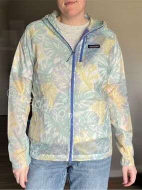 Patagonia Houdini Jacket Tarkine Fern Atoll Blue Large women’s